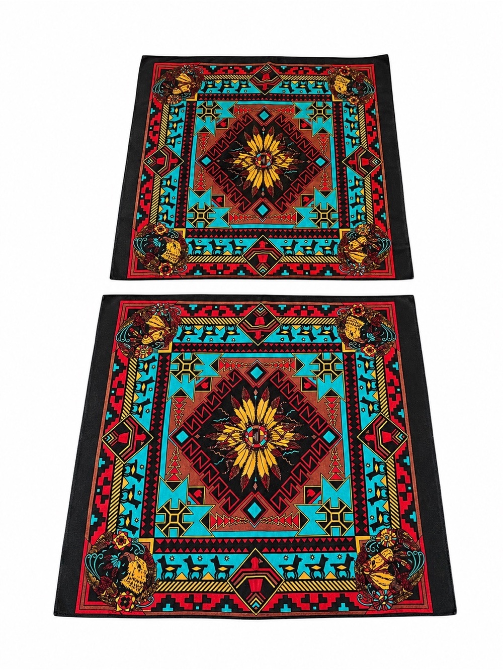 Vintage Paris Accessories Southwestern Bandana Pair USA Native Print Rare Lot